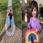 Crianças desenham arco-íris para espalhar o amor, na quarentena